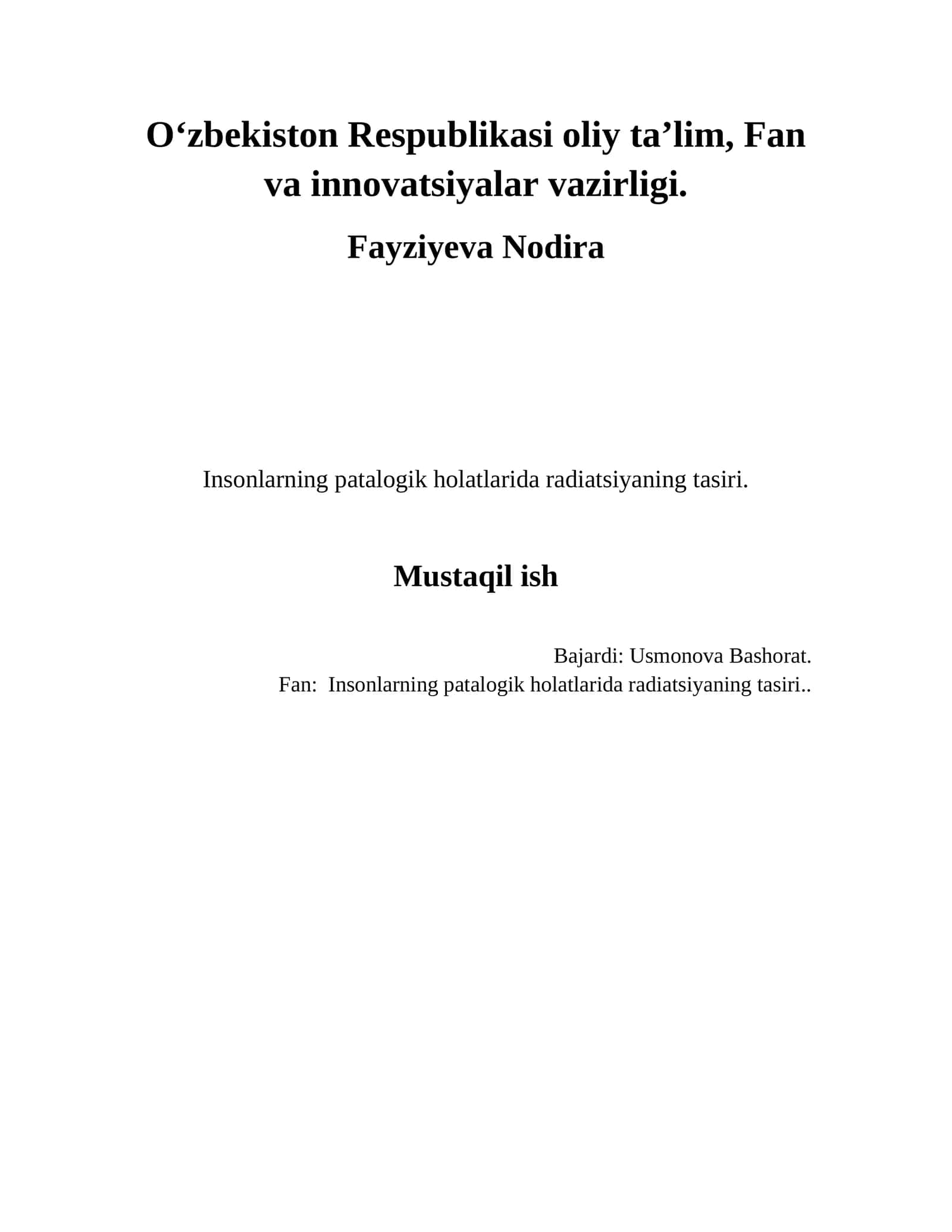 Insonlarning patalogik holatlarida radiatsiyaning tasiri 1
