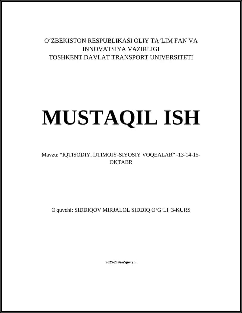 "IQTISODIY, IJTIMOIY-SIYOSIY VOQEALAR" 1