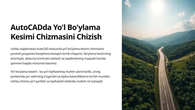 AutoCADda Yo'l Bo'ylama Kesimi Chizmasini Chizish 1