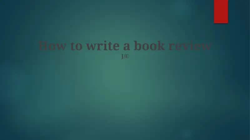 How to write a book review 1