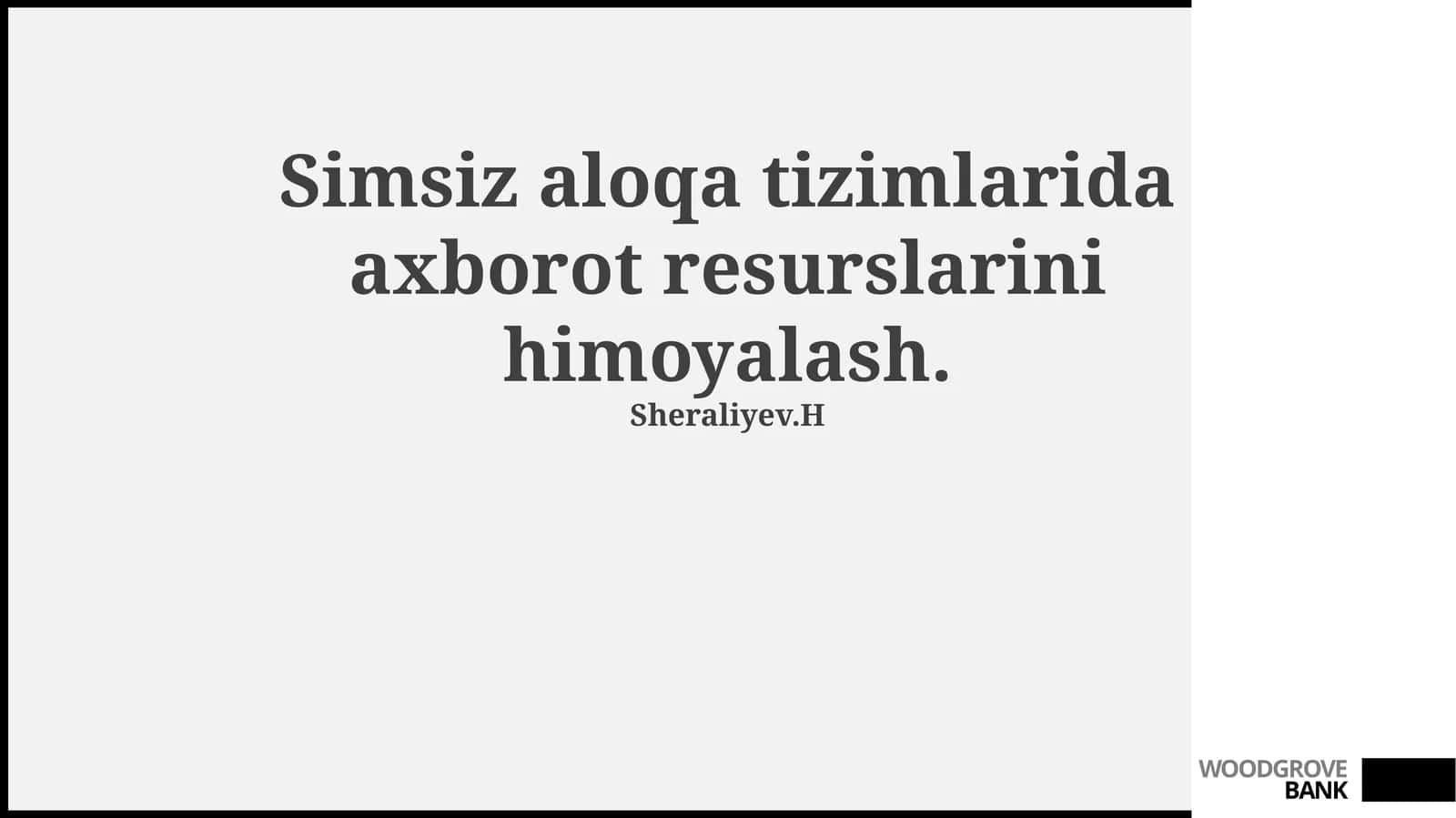 Simsiz aloqa tizimlarida axborot resurslarini himoyalash 1