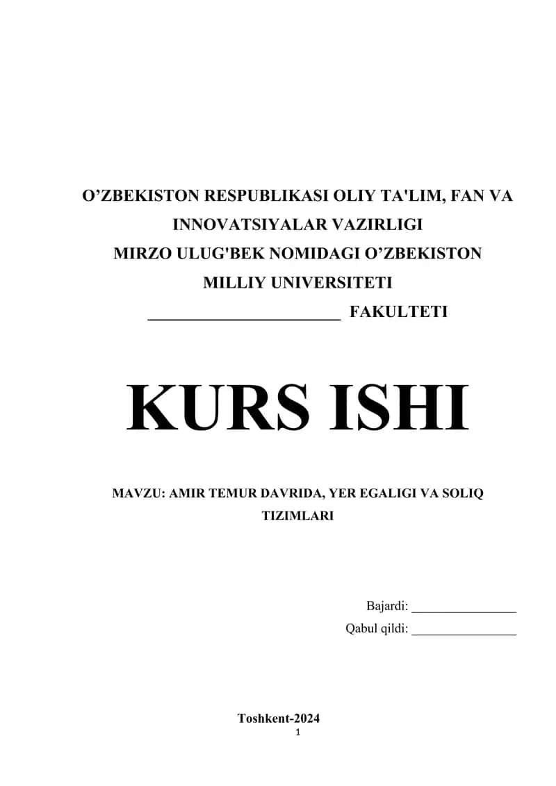 Amir Temur davrida, yer egaligi va soliq tizimlari 1