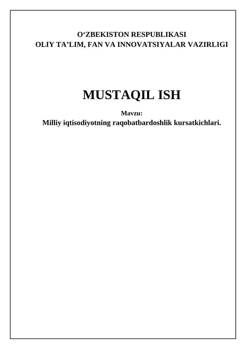 Milliy iqtisodiyotning raqobatbardoshlik kursatkichlari 1