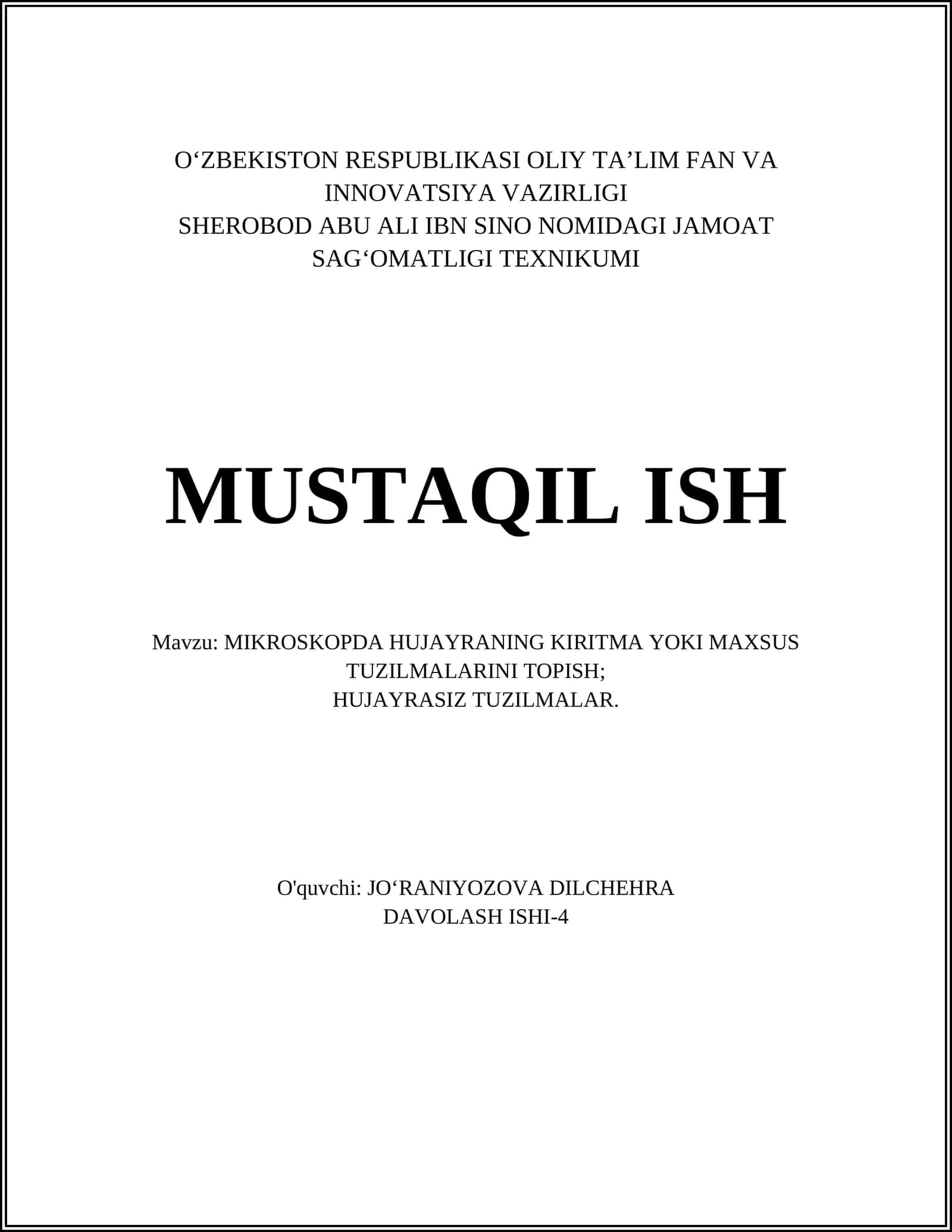 Hujayraning ichki tuzilmalari 1