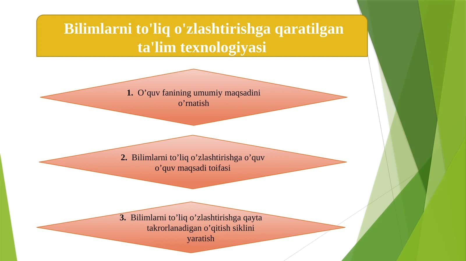 Bilimlarni to'liq o'zlashtirishga qaratilgan ta'lim texnologiyasi 1