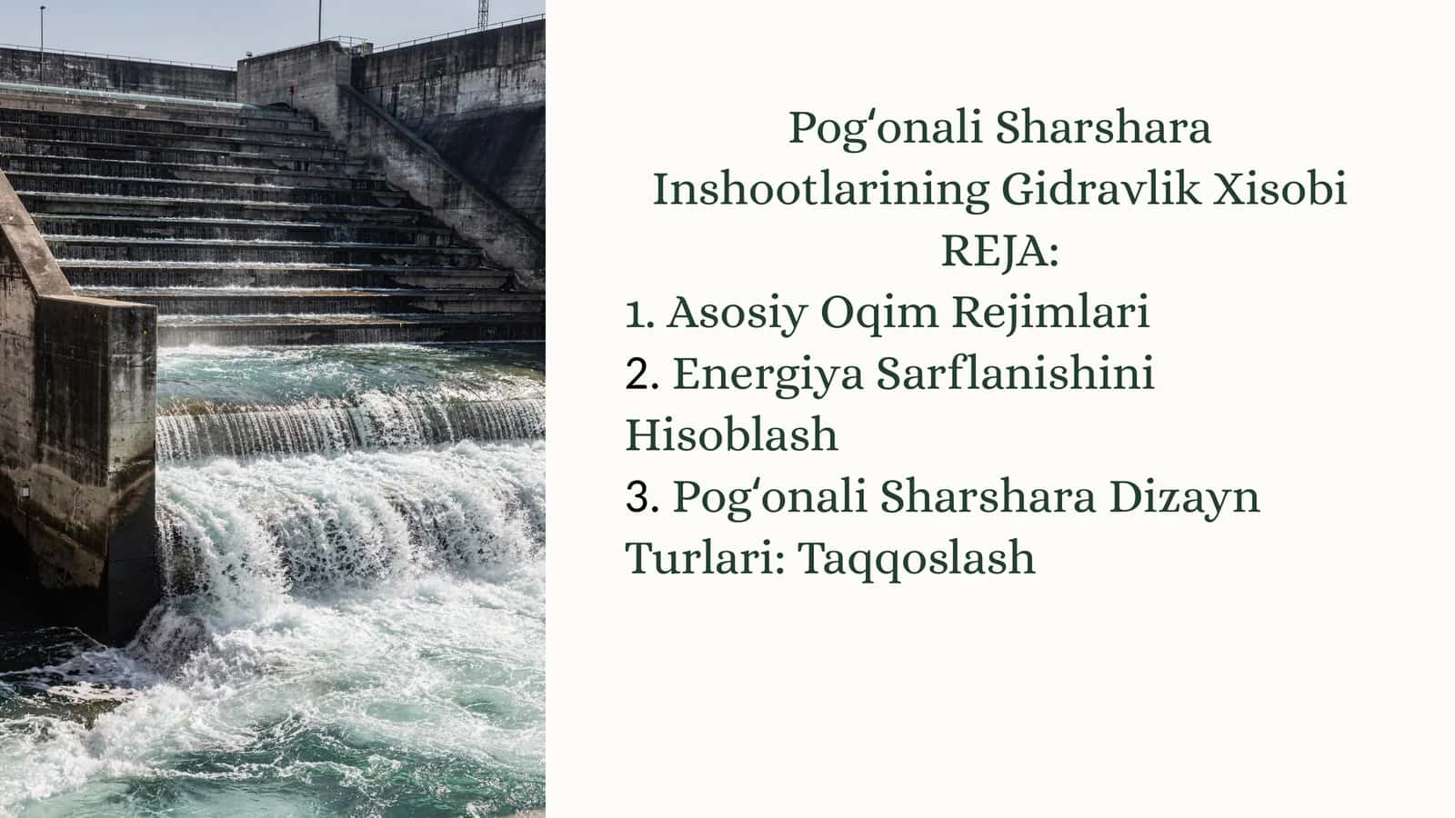 Pogʻonali Sharshara InshootlariningGidravlikXisobi 1