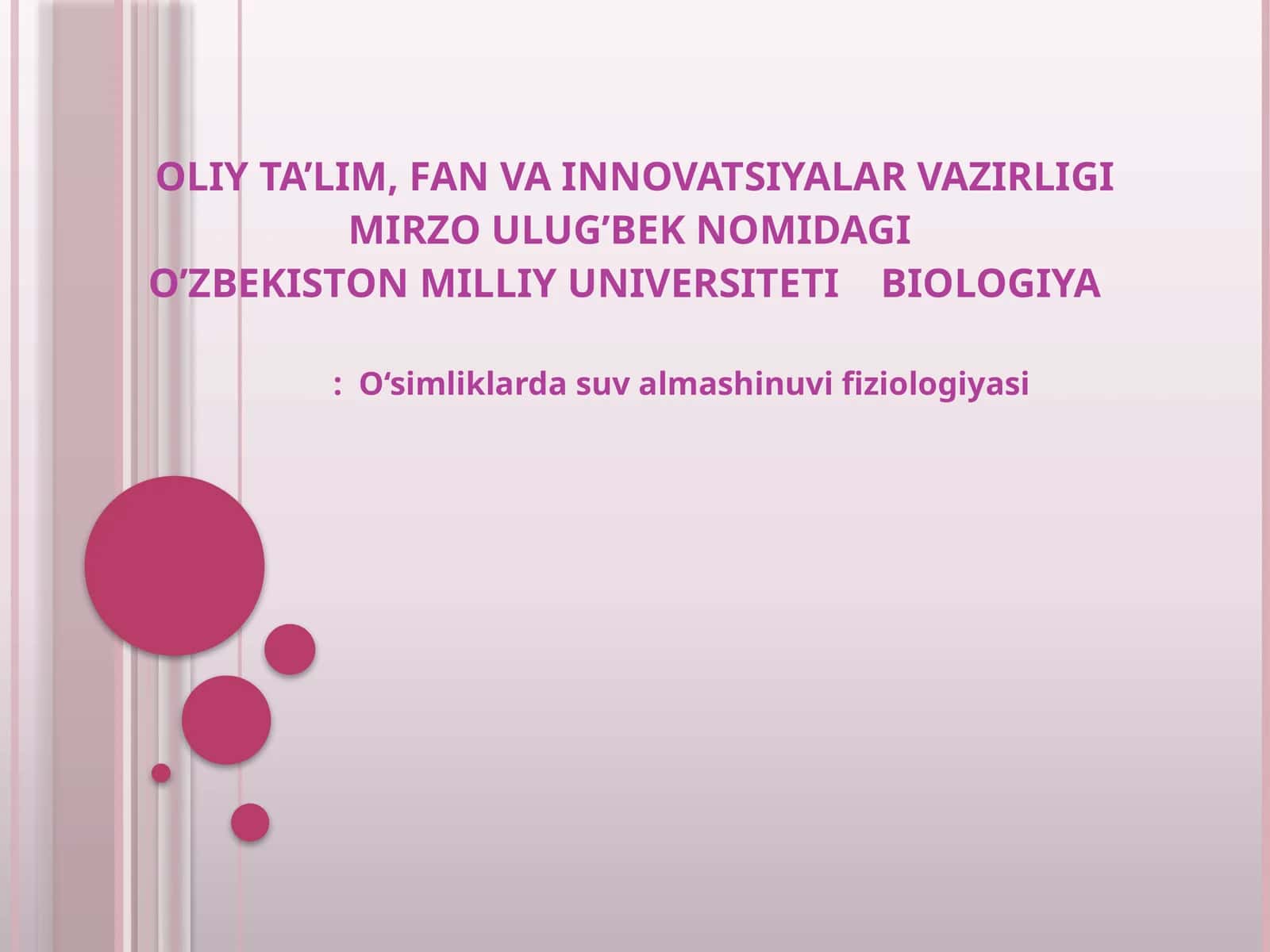 O‘simliklarda suv almashinuvi fiziologiyasi 1