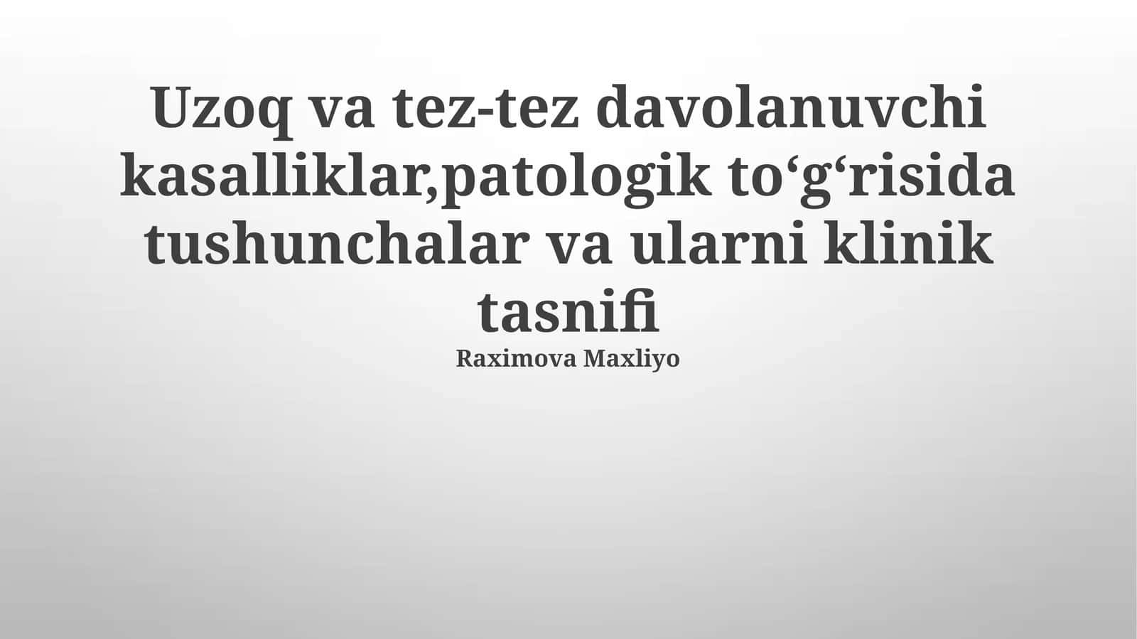 Klinik Amaliyotda qo'llaniladigan Tasniflash Tizimlari 1