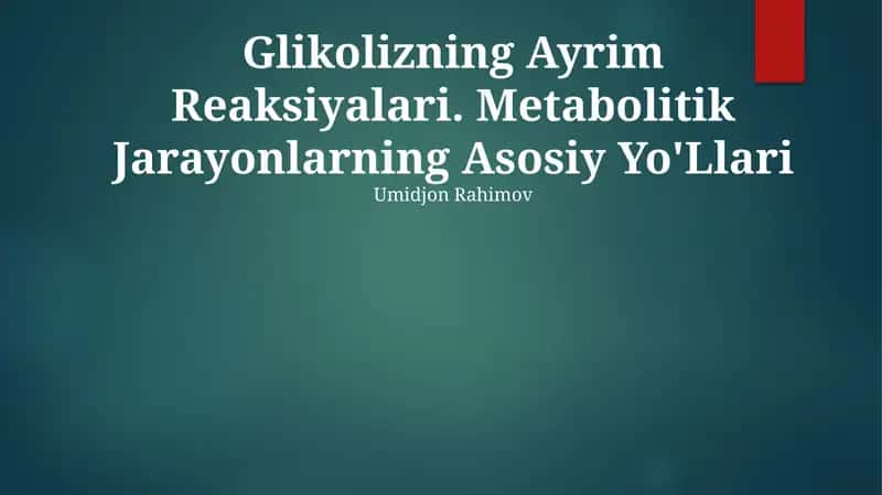 Glikolizning Ayrim Reaksiyalari 1