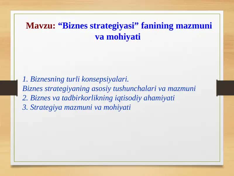 Biznes strategiyasi 1