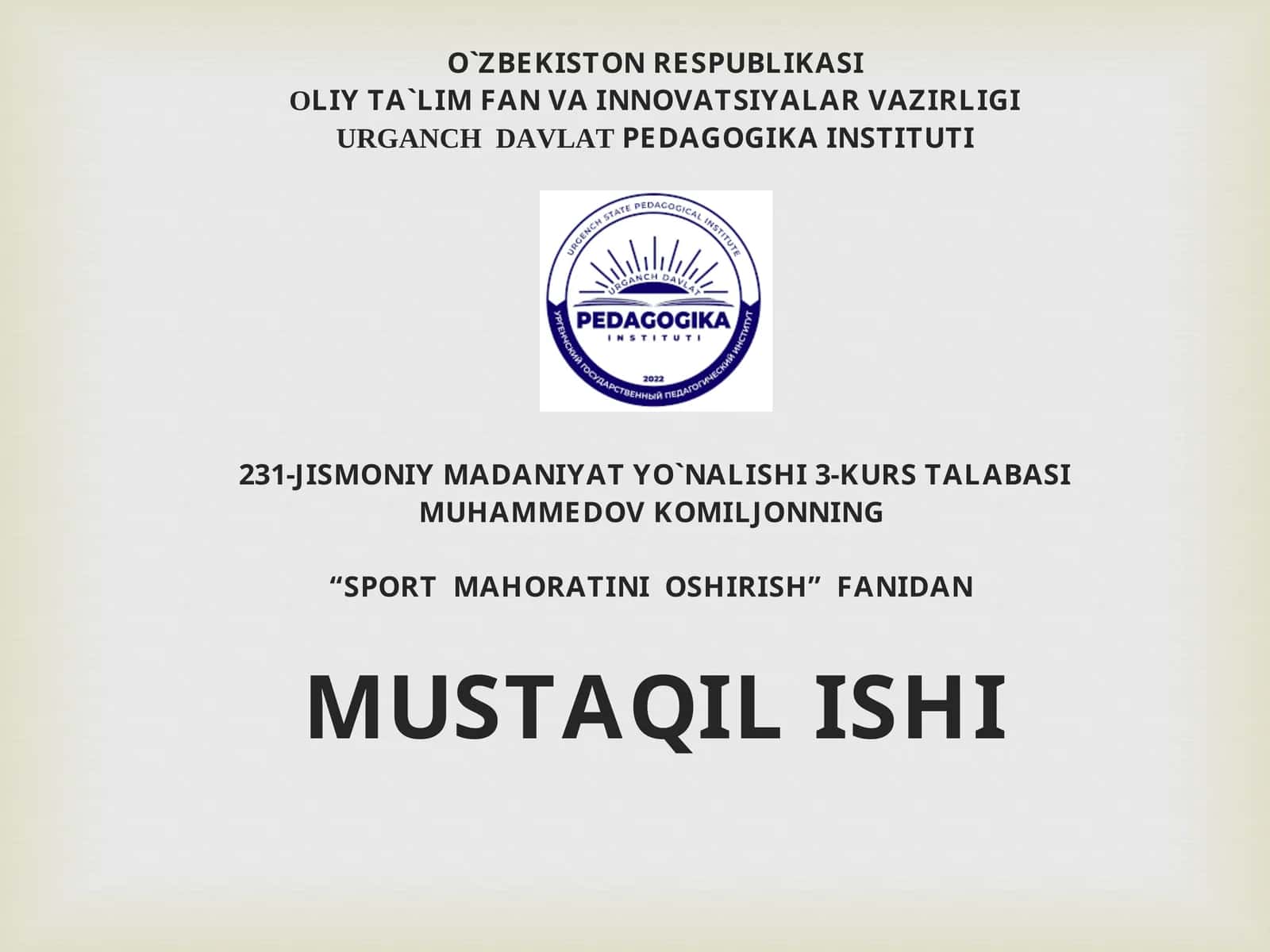 Futbol o‘yin mashqlar taktikasi usullarini o‘rgatishni takomillashtirish hamda mahoratini oshirish. 1