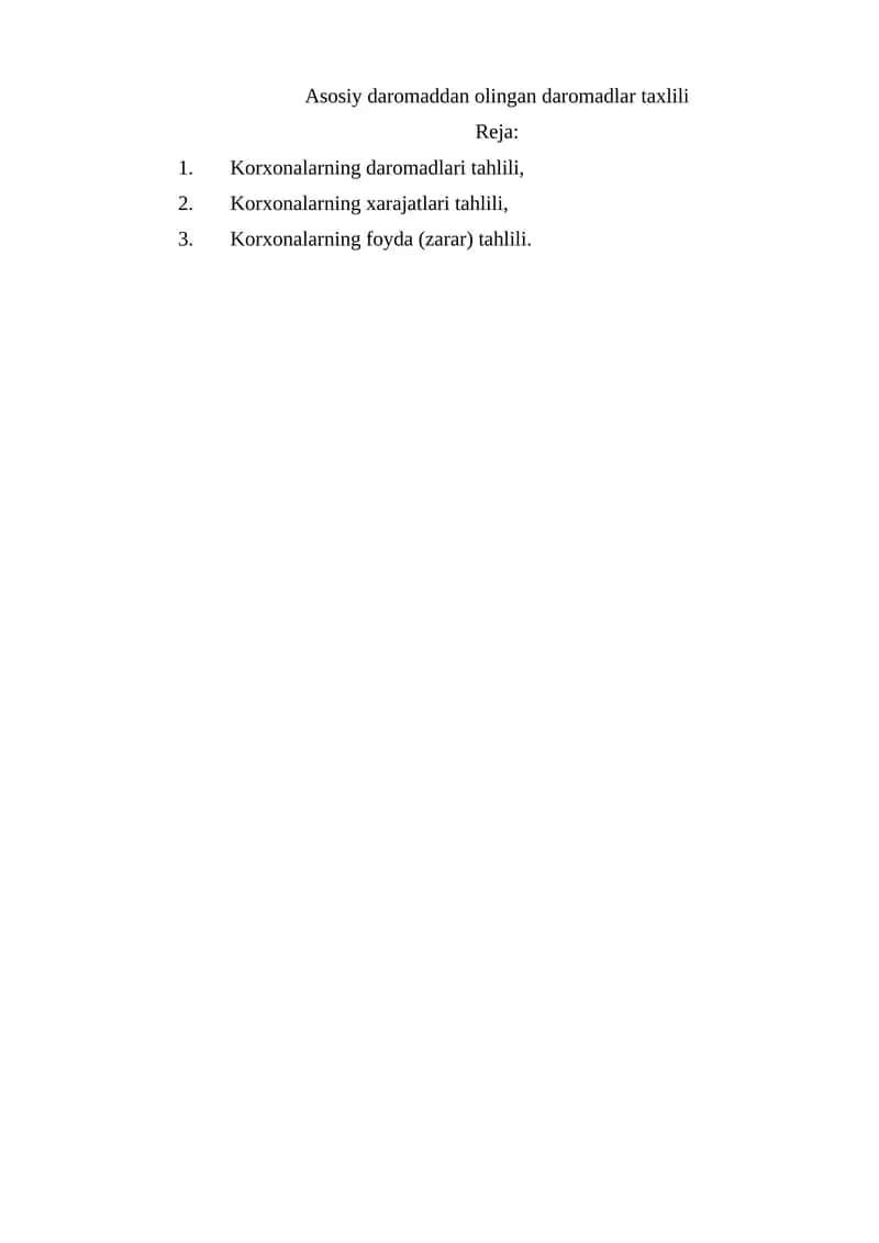 Mahsulotlarni sotishdan olingan daromadlar 1