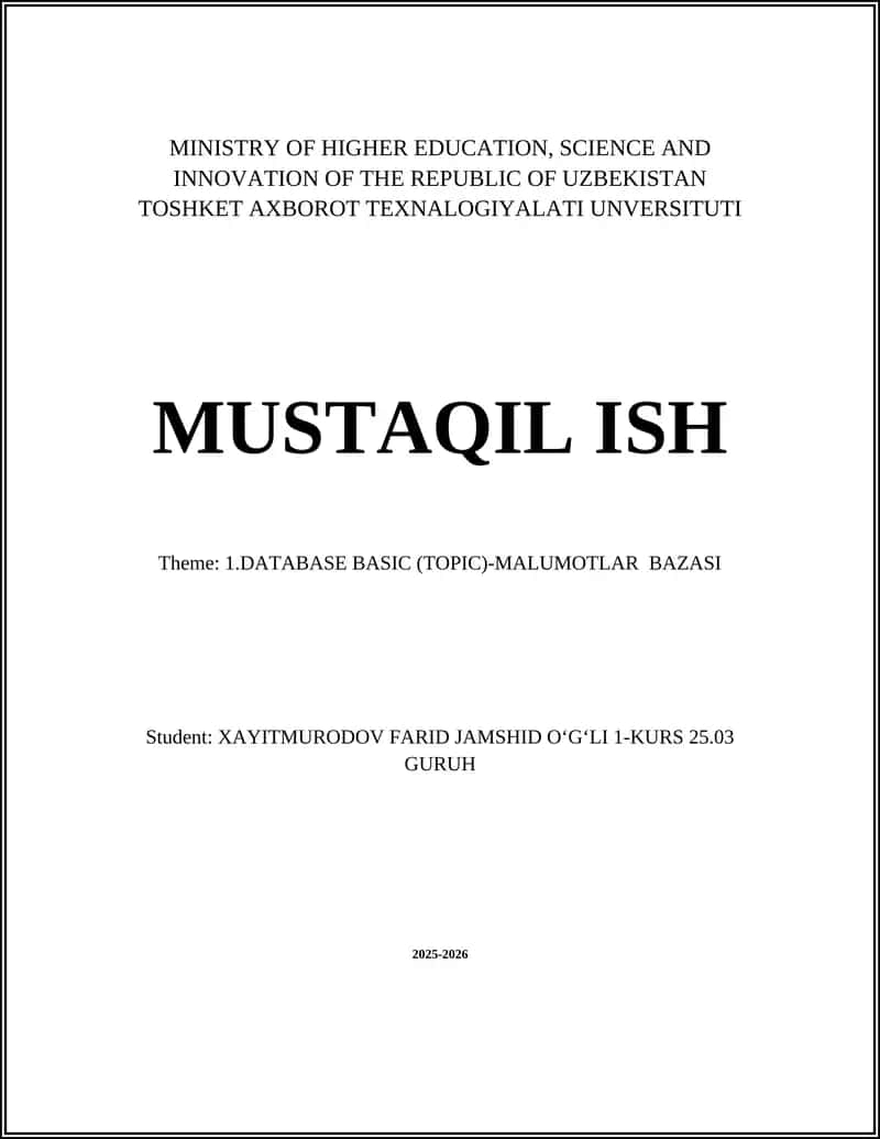 MALUMOTLAR BAZASI 1