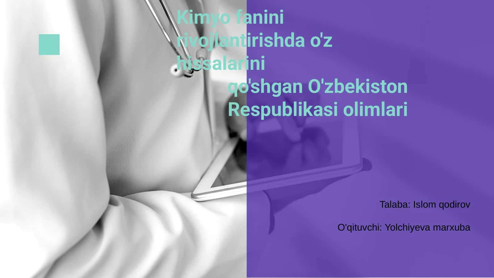 Kimyo fanini rivojlantirishda o'z hissalarini qo'shgan O'zbekiston Respublikasi olimlari 1