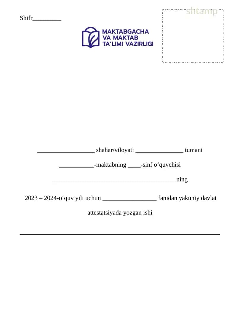 Yakuniy davlat attestatsiyada yozgan ishi (8-variant) 1