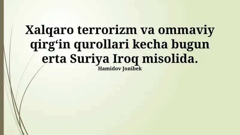 Xalqaro terrorizm va ommaviy qirg'in qurollari 1