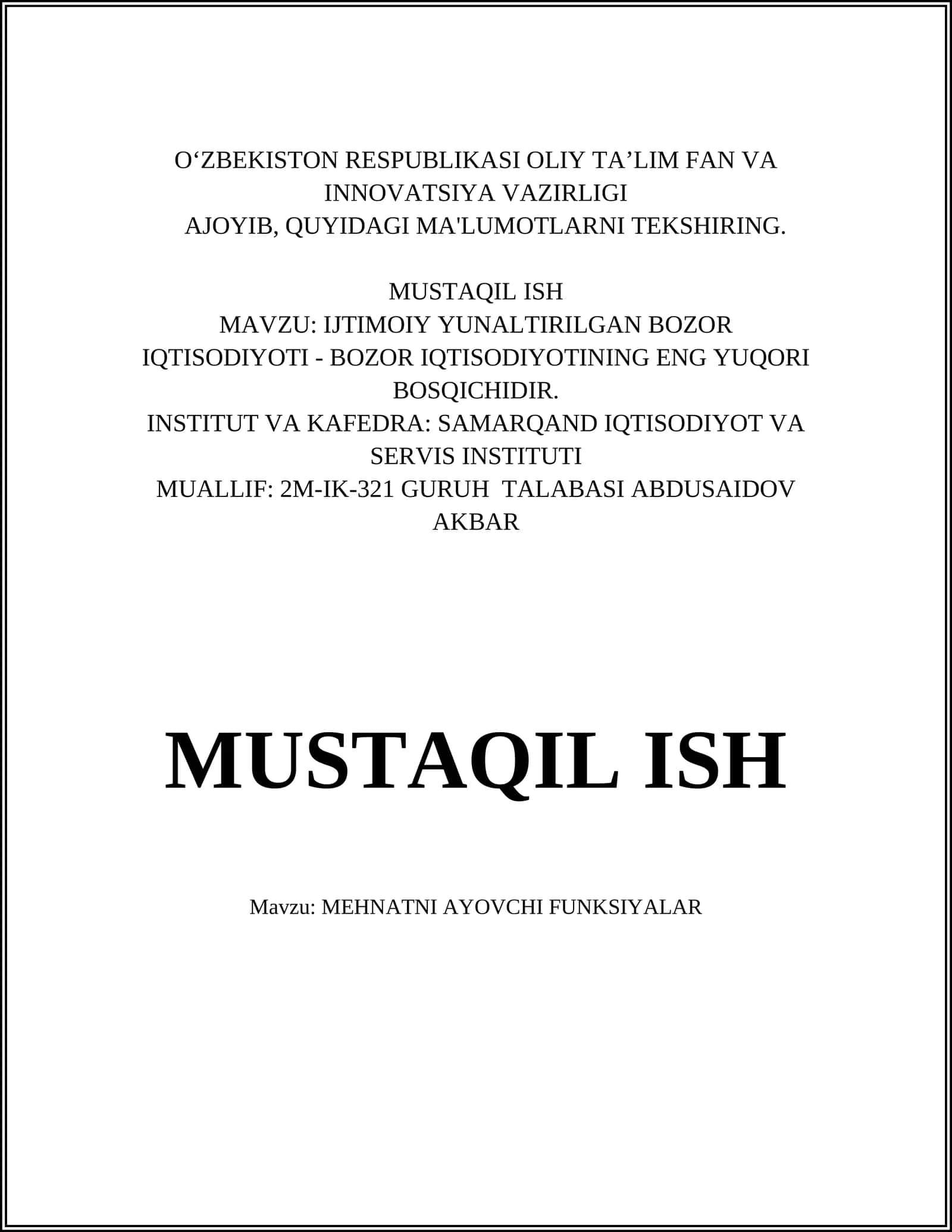MEHNATNI AYOVCHI FUNKSIYALAR 1
