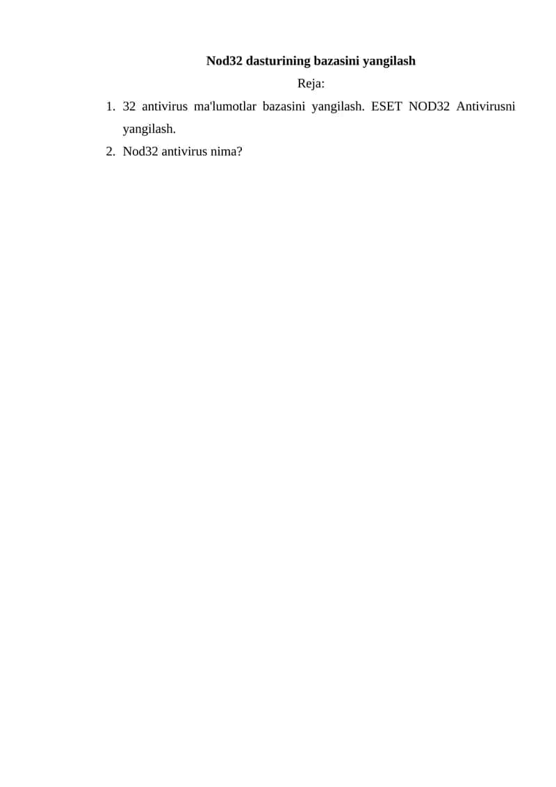Nod32 dasturining bazasini yangilash 1