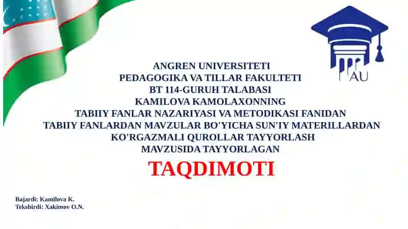 Tabiiy fanlardan mavzular bo‘yicha sun’iy materiallardan ko‘rgazmali qurollar tayyorlash