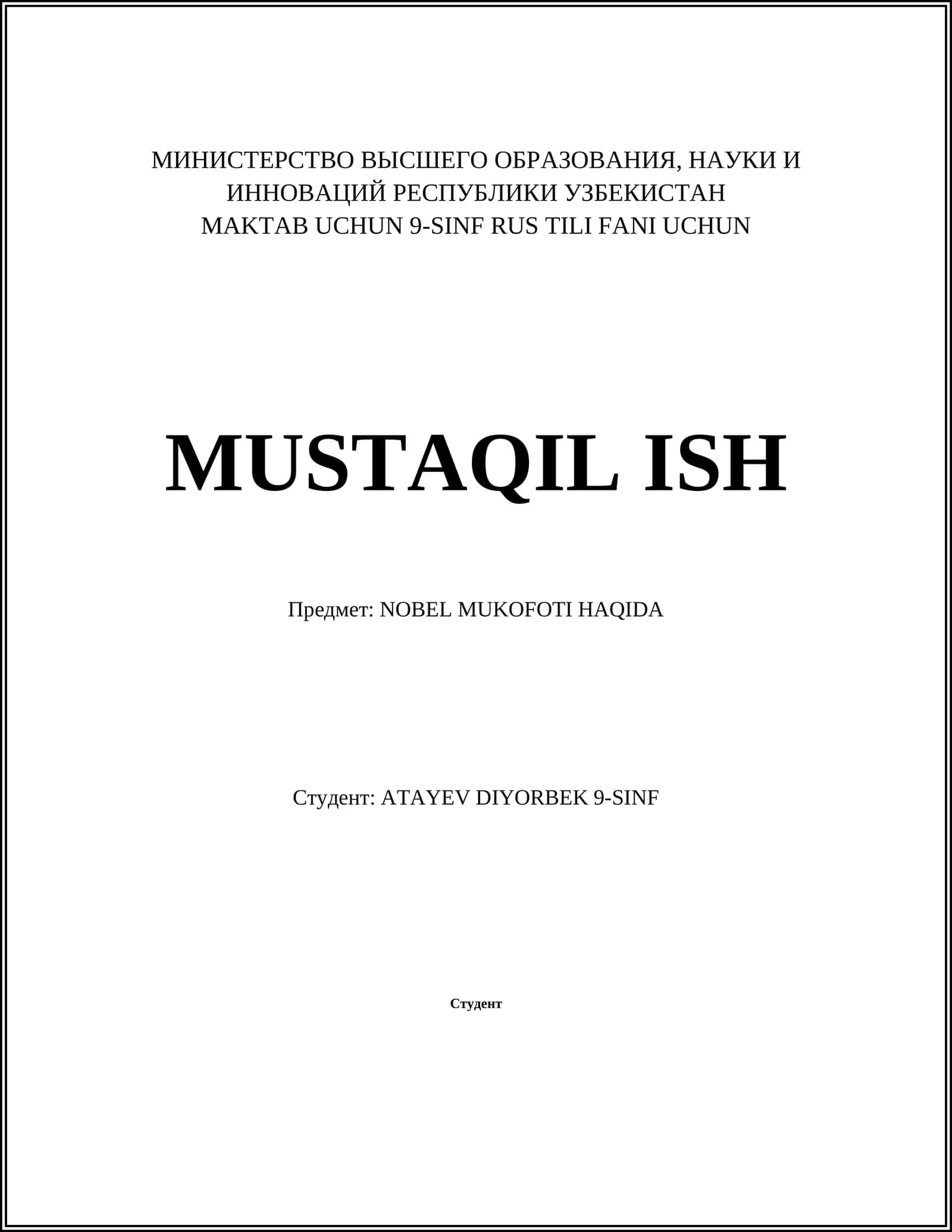 NOBEL MUKOFOTI HAQIDA 1
