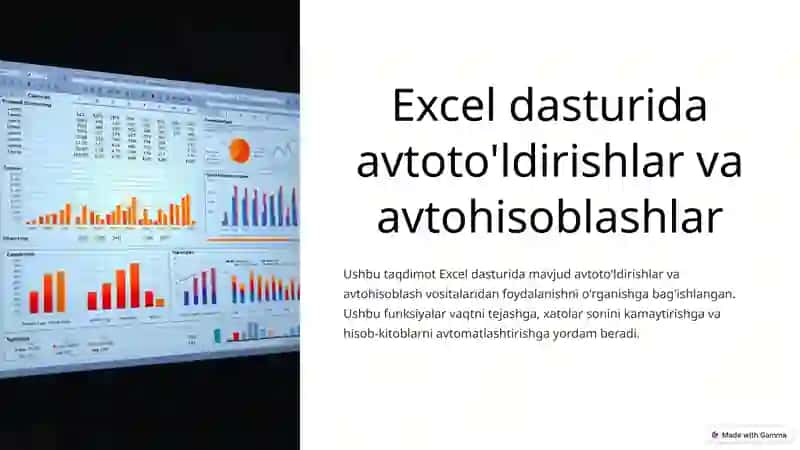 Excel dasturida avtoto'ldirishlar va avtohisoblashlar