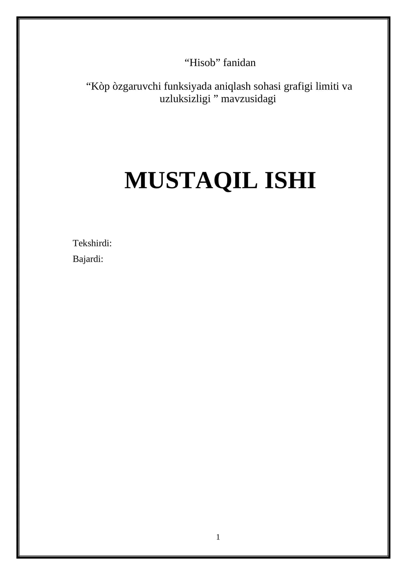 Kòp òzgaruvchi funksiyada aniqlash sohasi grafigi limiti va uzluksizligi 1