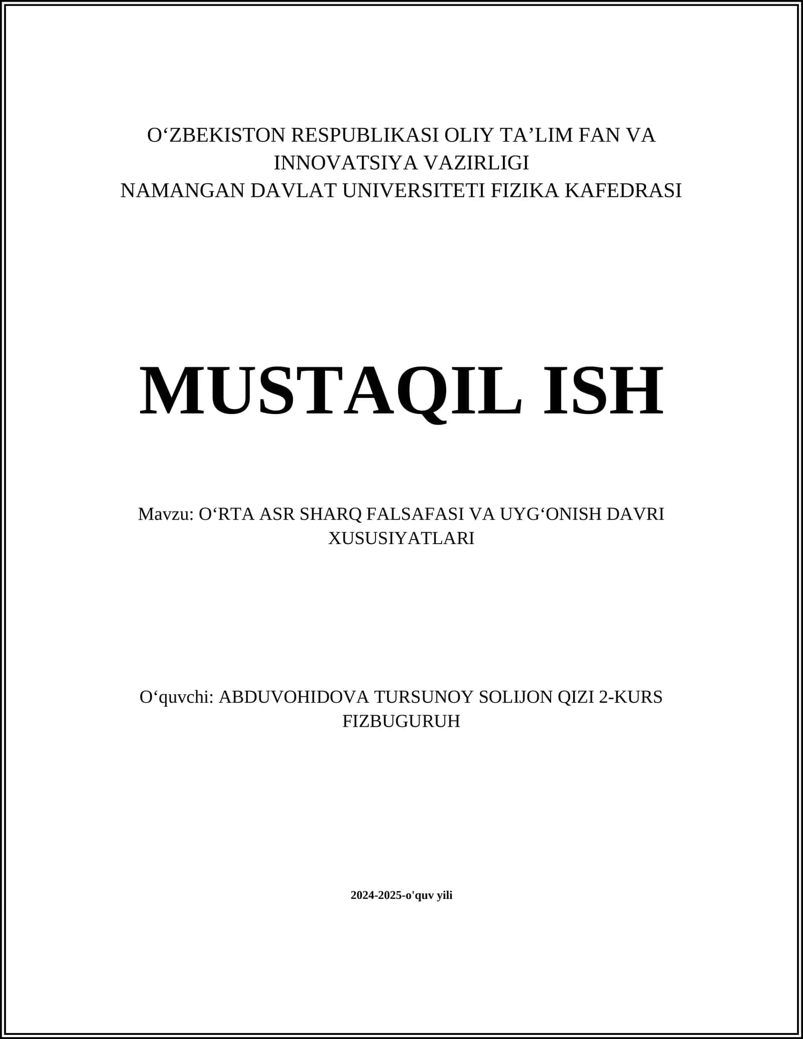 OʻRTA ASR SHARQ FALSAFASI VA UYGʻONISH DAVRI XUSUSIYATLARI 1