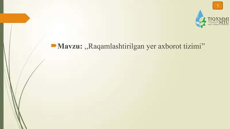 Raqamlashtirilgan yer axborot tizimi 1