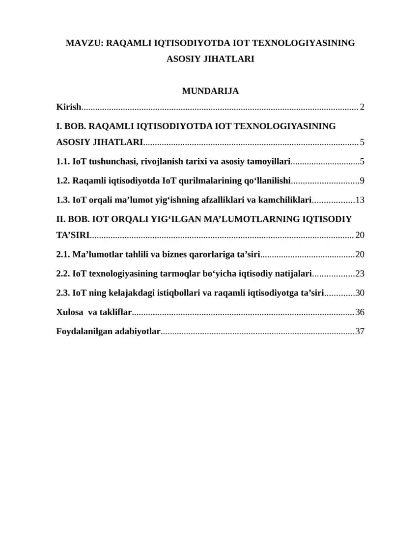 RAQAMLI IQTISODIYOTDA IOT TEXNOLOGIYASINING ASOSIY JIHATLARI 1