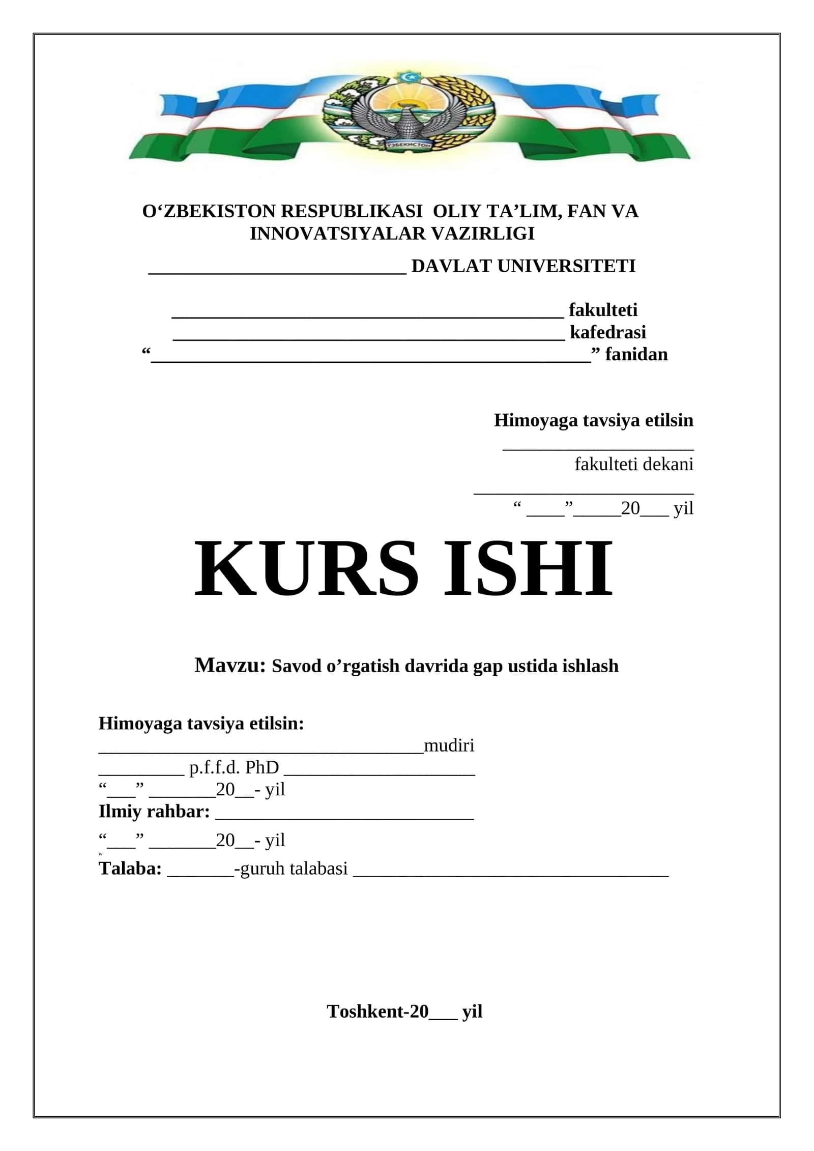 Savod o’rgatish davrida gap ustida ishlash 1
