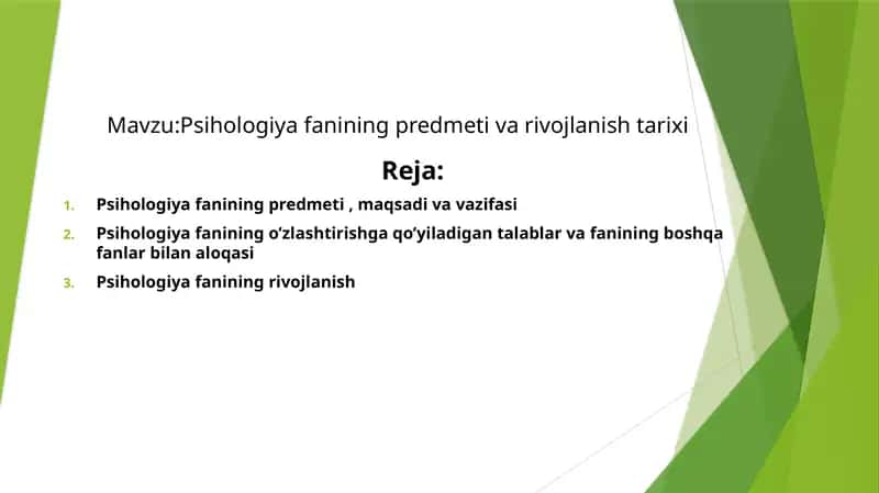 Psixologiya fanining predmeti va rivojlanishi 1