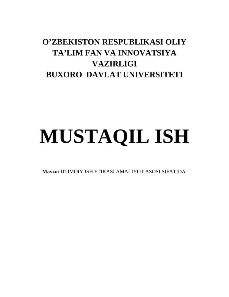 Ijtimoiy ish etikasi amaliyot asosi sifatida. 1