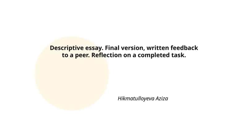 Descriptive essay 1