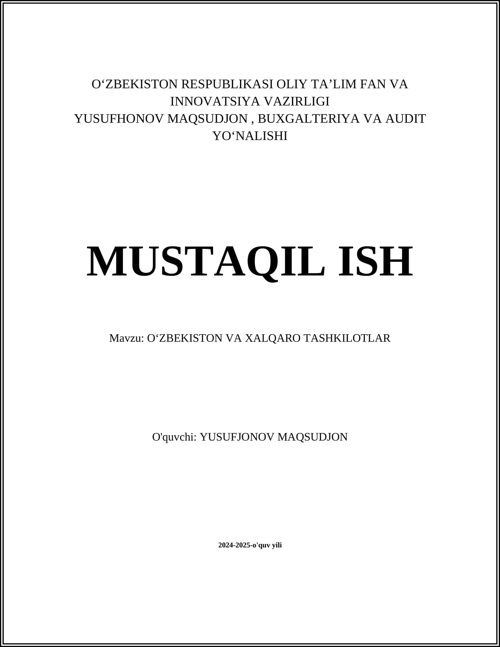 O‘zbekiston va Xalqaro Tashkilotlar 1