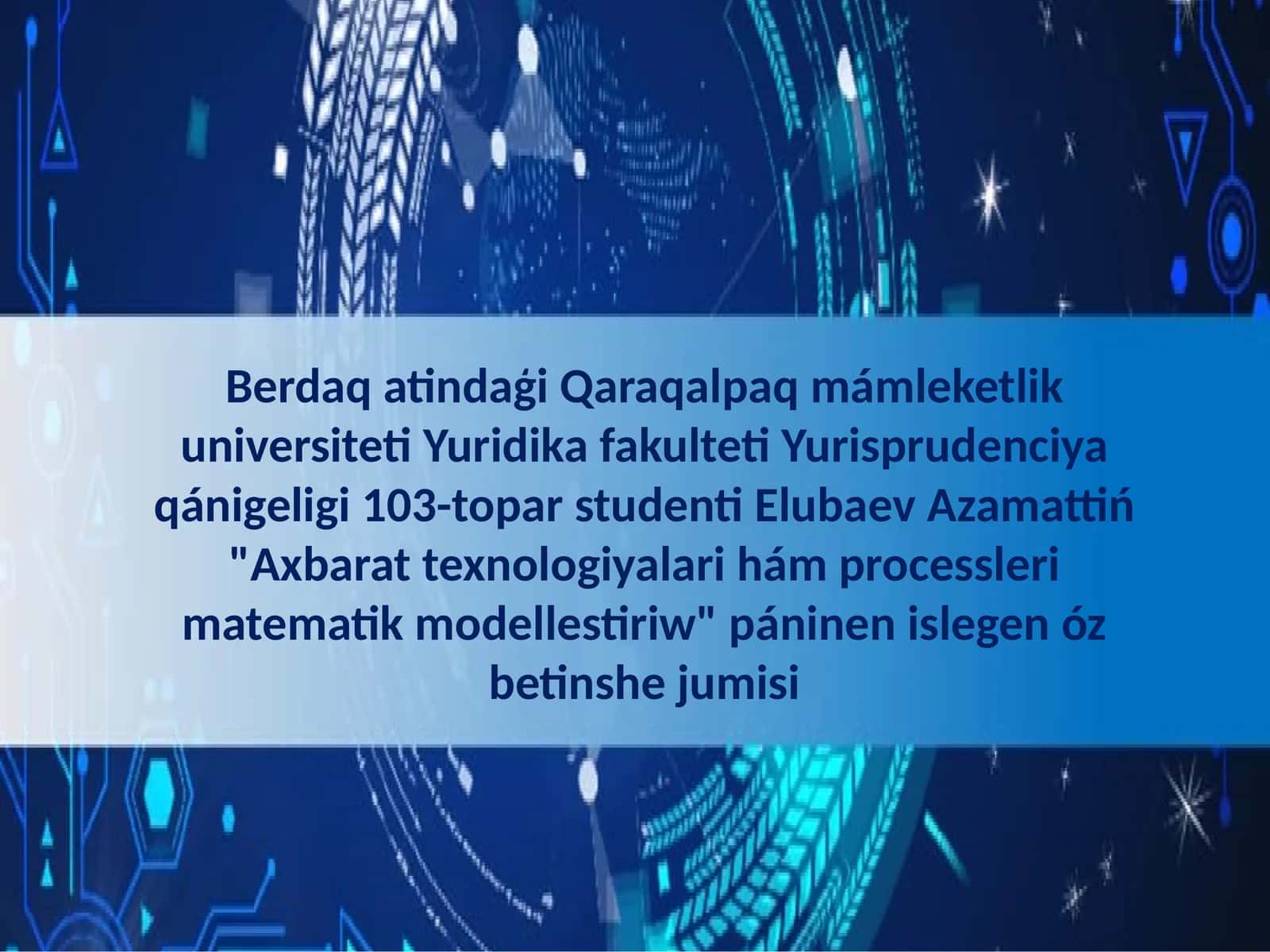 Axbarat texnologiyalari hám processleri matematik modellestiriw 1