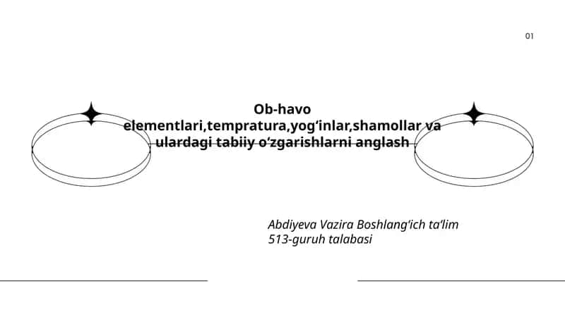 Ob-havo elementlari,tempratura,yog‘inlar,shamollar va ulardagi tabiiy o‘zgarishlarni anglash 1