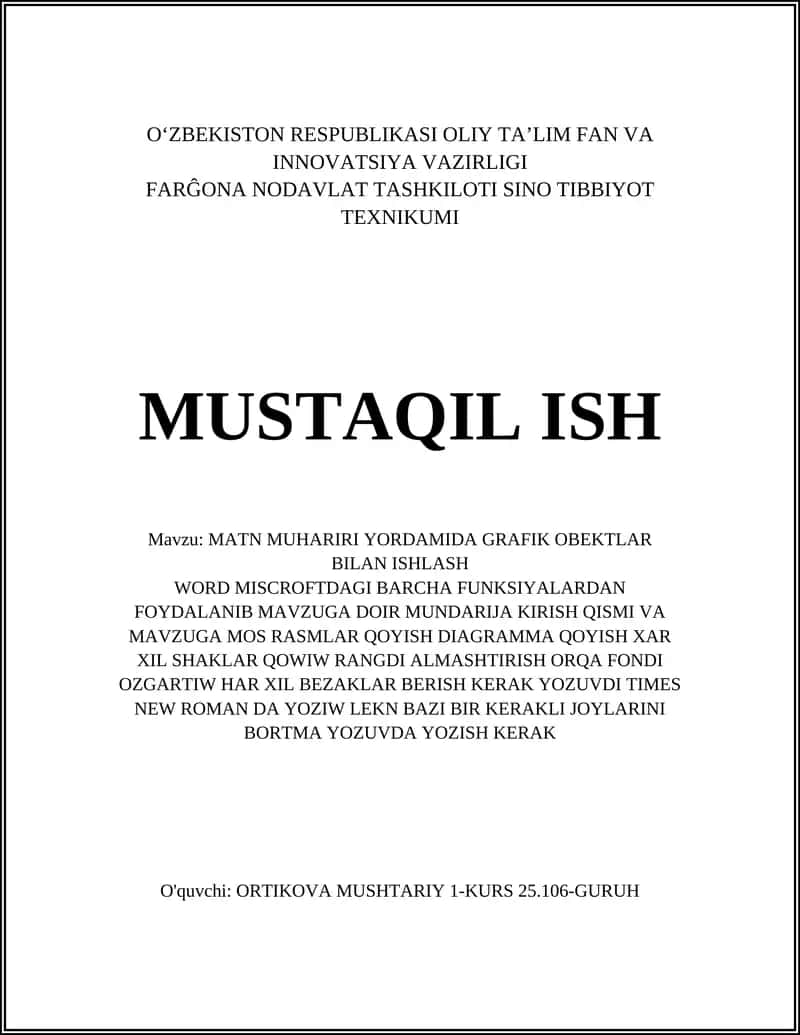 MATN MUHARIRI YORDAMIDA GRAFIK OBEKTLAR BILAN ISHLASH 1