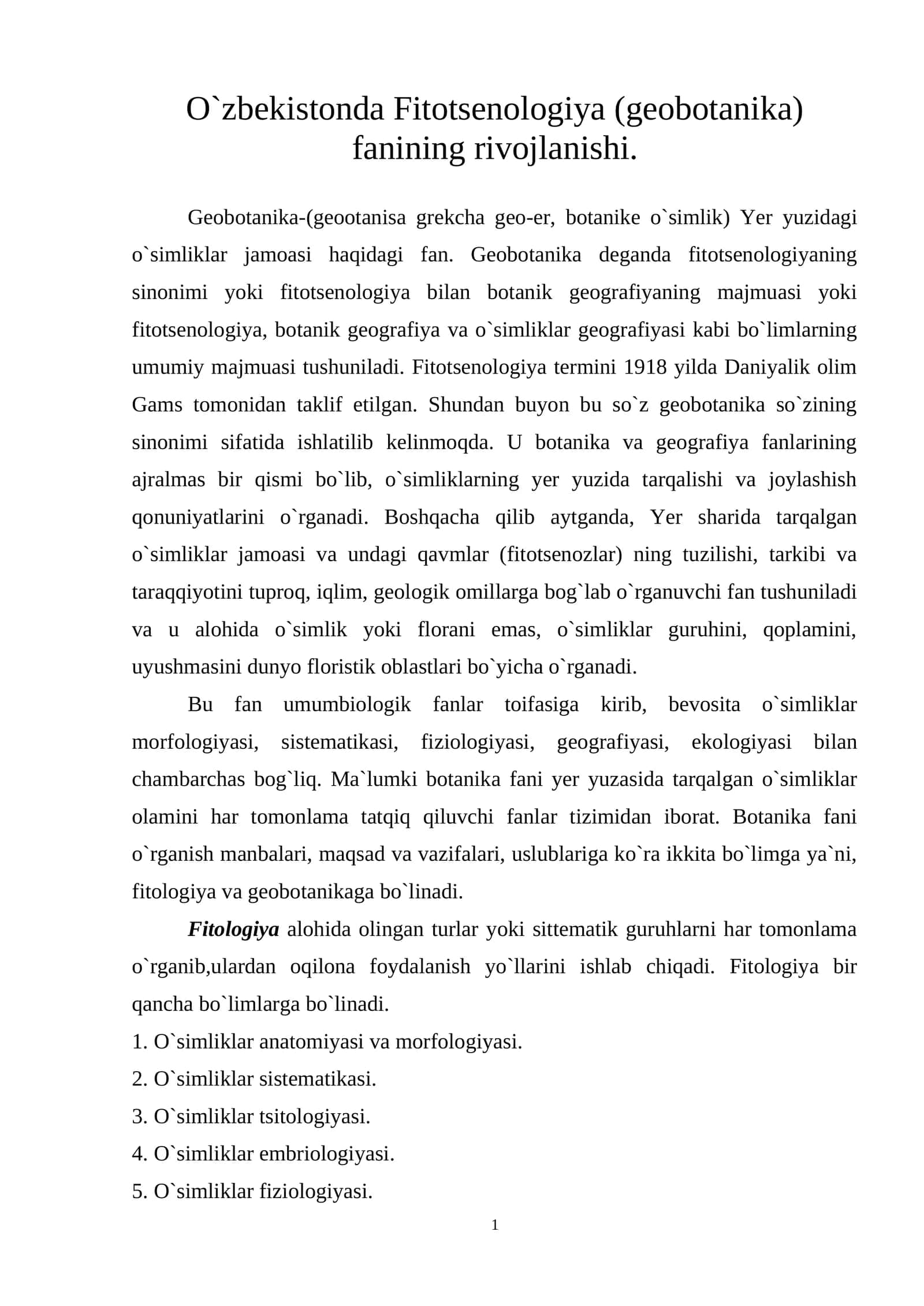 Fitotsenologiya (geobotanika) 1
