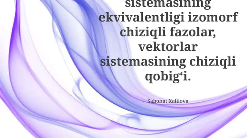 Vektor Sistemlarining Ekvivalentligi 1