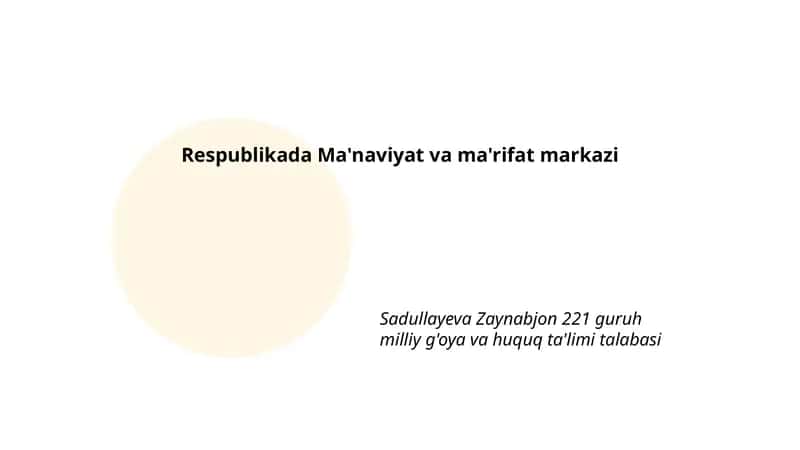 Respublikada Ma'naviyat va ma'rifat markazi 1