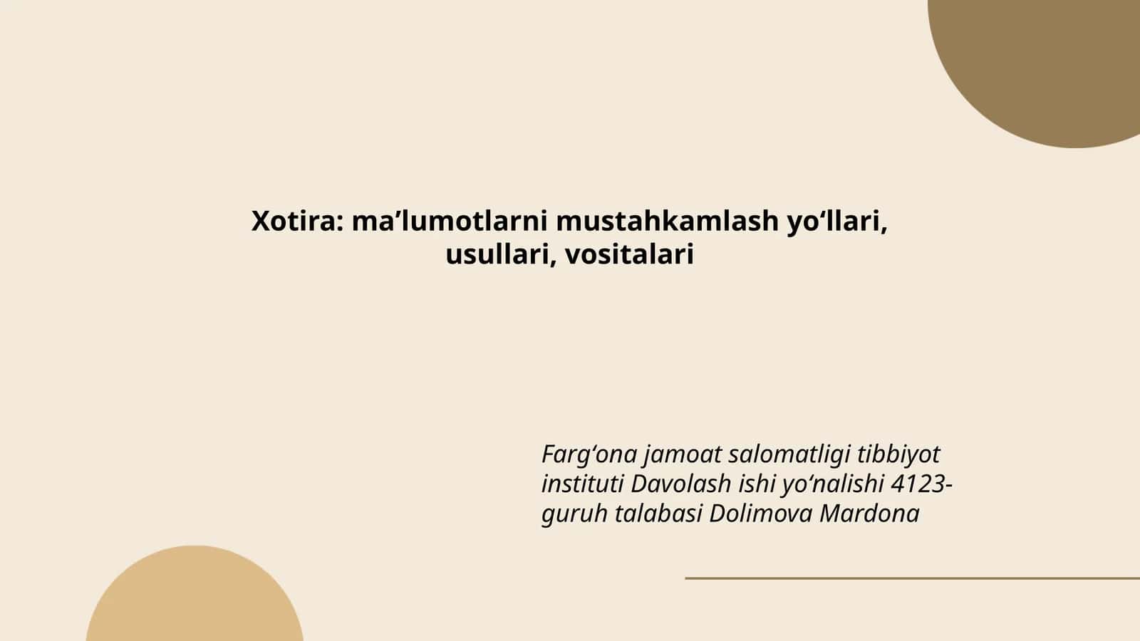 Xotira: maʼlumotlarni mustahkamlash yoʻllari, usullari, vositalari 1