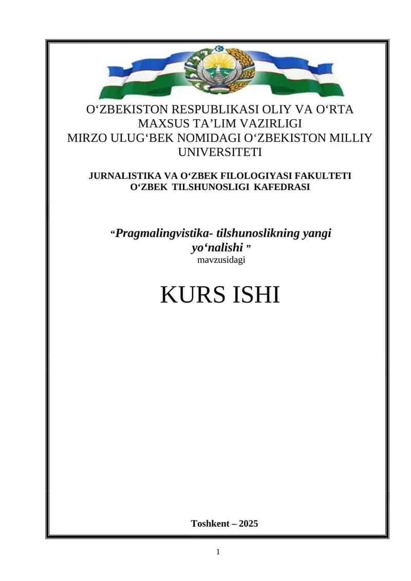 "Pragmalingvistika- tilshunoslikning yangi yo‘nalishi" 1