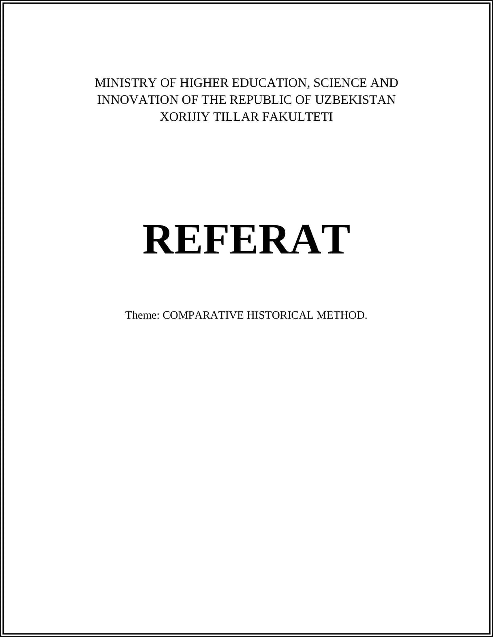 XORIJIY TILLAR FAKULTETI REFERAT 1