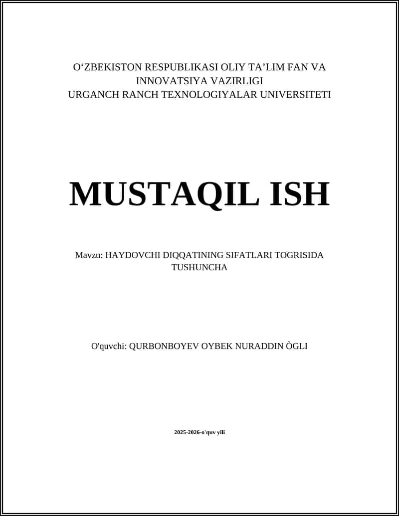 HAYDOVCHI DIQQATINING SIFATLARI TOGRISIDA TUSHUNCHA 1