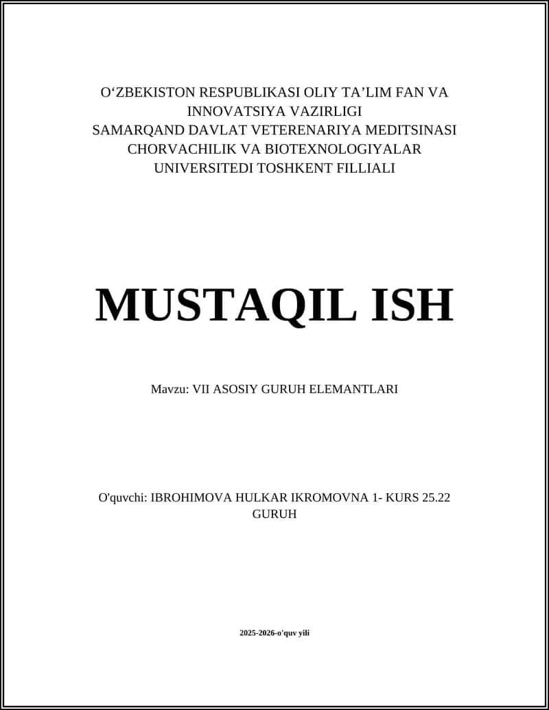VII ASOSIY GURUH ELEMANTLARI 1