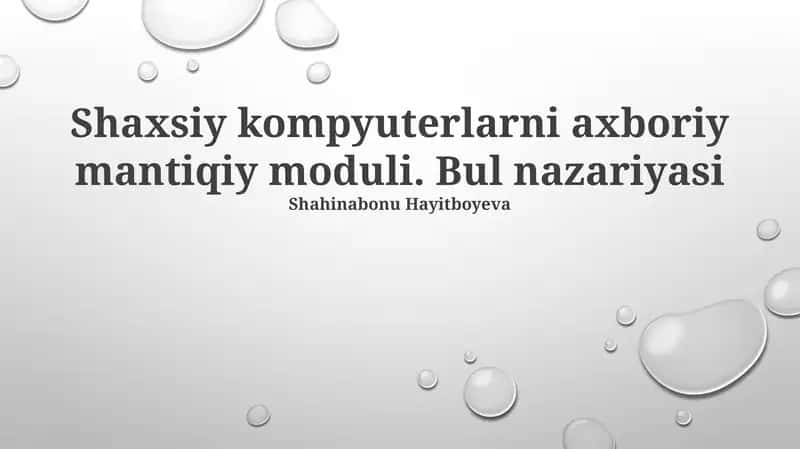 Shaxsiy kompyuterlarni axboriy mantiqiy moduli 1