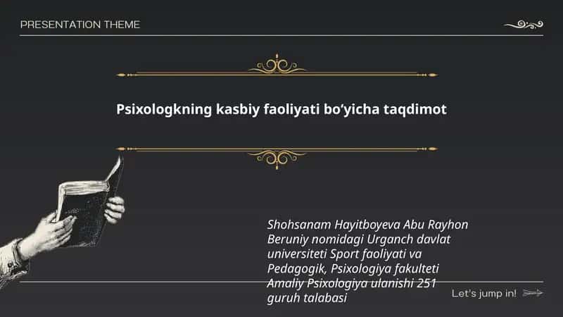 Psixologkning kasbiy faoliyati boʻyicha taqdimot 1