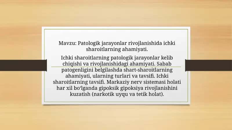 Patologik jarayonlar rivojlanishi 1