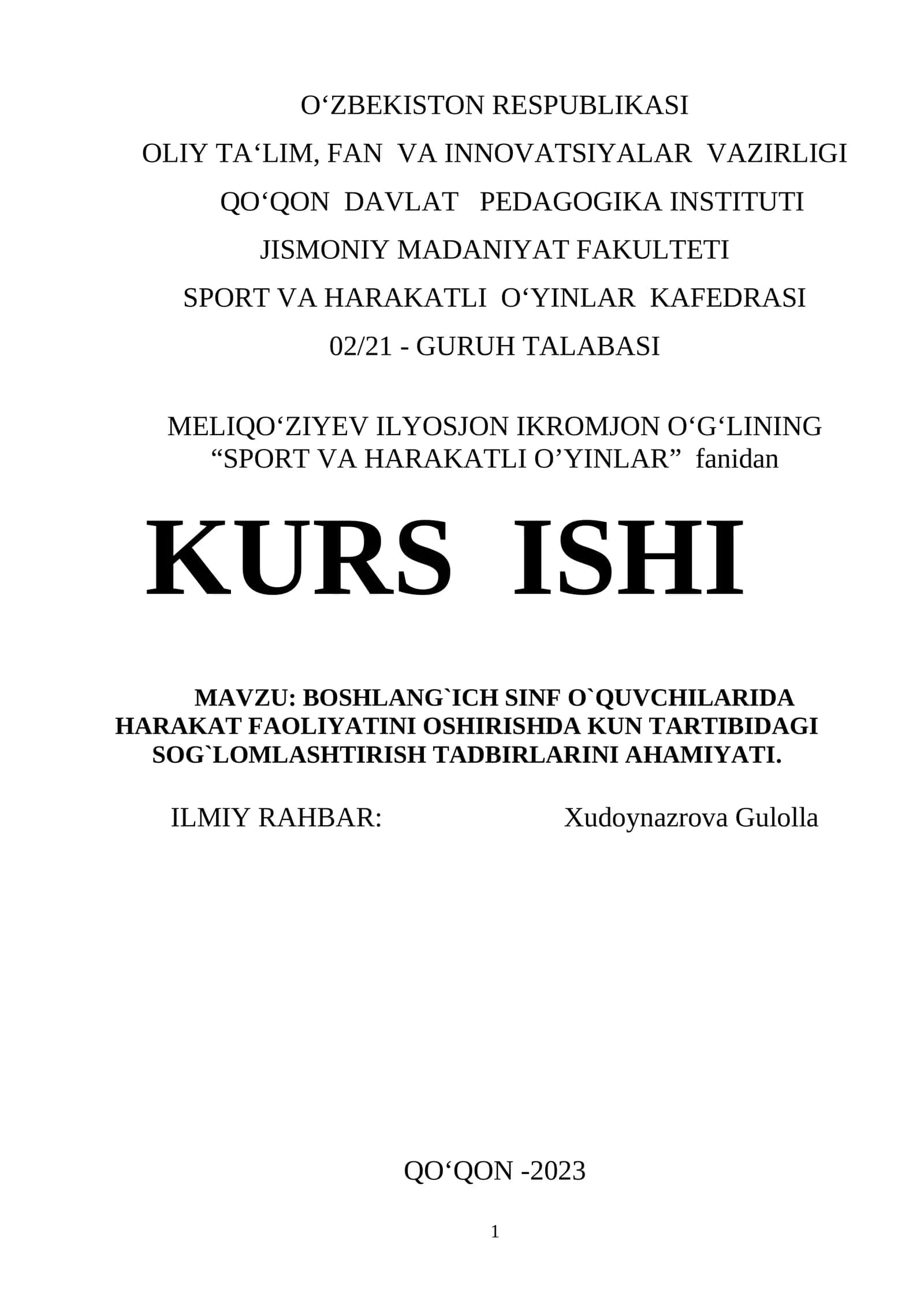 boshlangʻich sinf oʻquvchilarida harakat 1