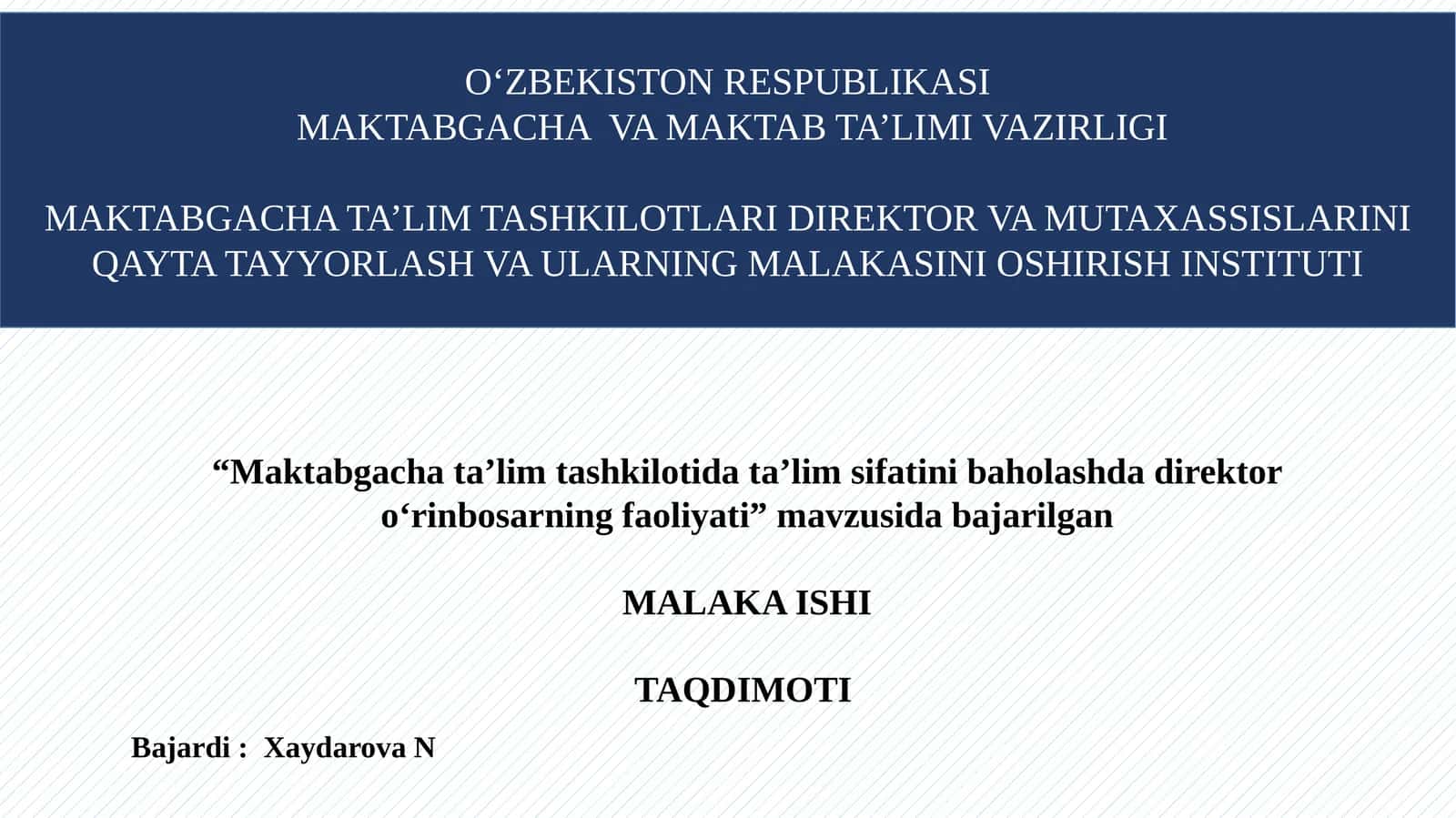 "Maktabgacha ta’lim tashkilotida ta’lim sifatini baholashda direktor o‘rinbosarning faoliyati" 1